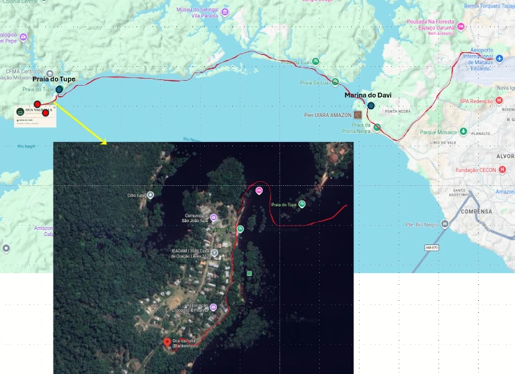 Kartenausschnitt mit Oca Valhalla westlich von Manaus